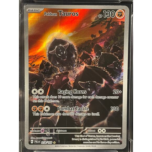 2023 Paldean Tauros #218 Pokémon Paldea Evolved Full Art ArenaClub Graded MINT 9 - Picture 2 of 4